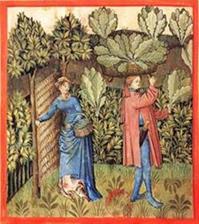 Abbildung aus 'Tacuinium Sanitatis', 15. Jahrhundert, Bildquelle Wikimedia [http://www.godecookery.com/afeast/afeast.htm The Gode Cookery].